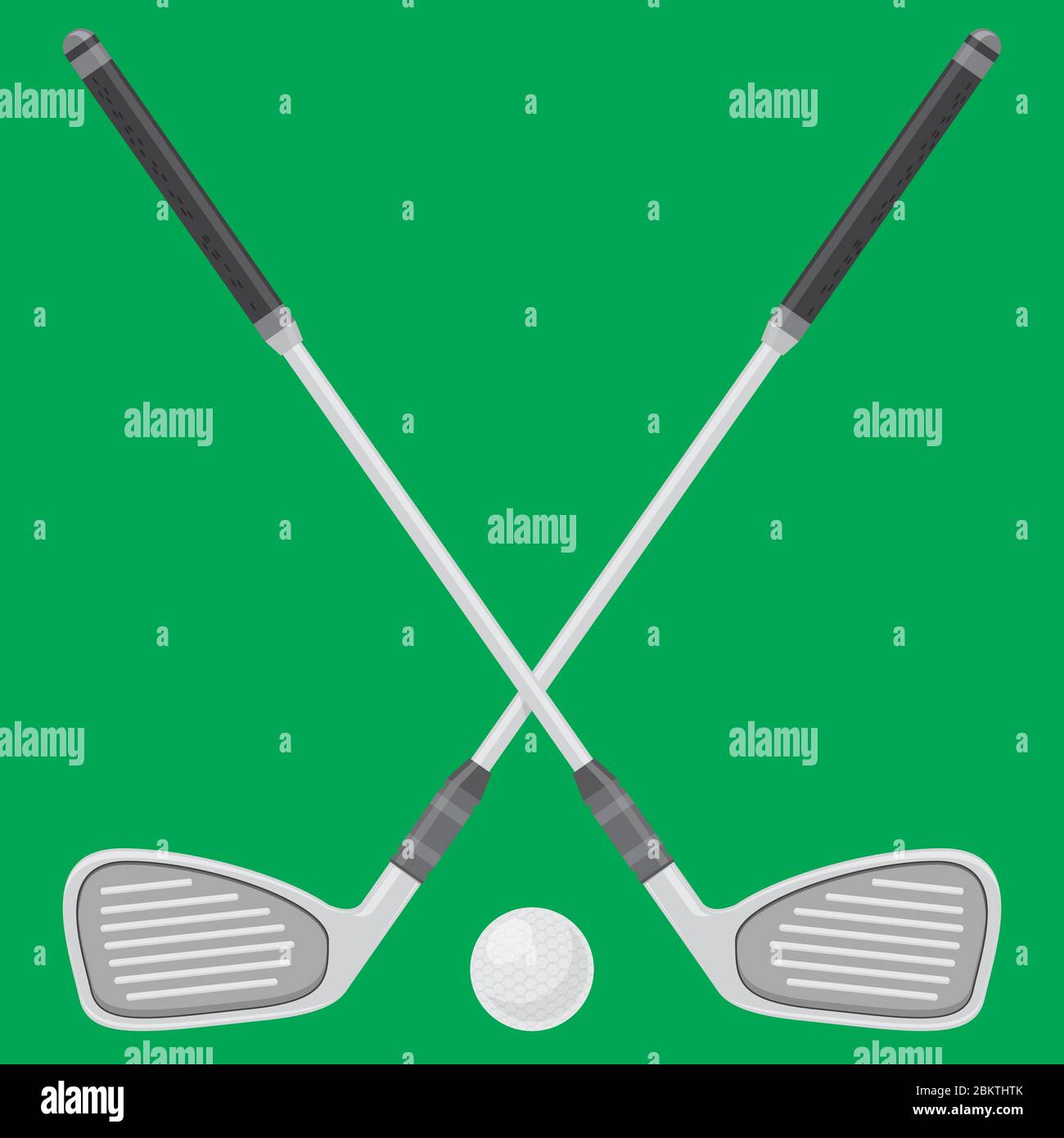 Golf Ball and Sticks Isolated on Green Background Stock Vector Image