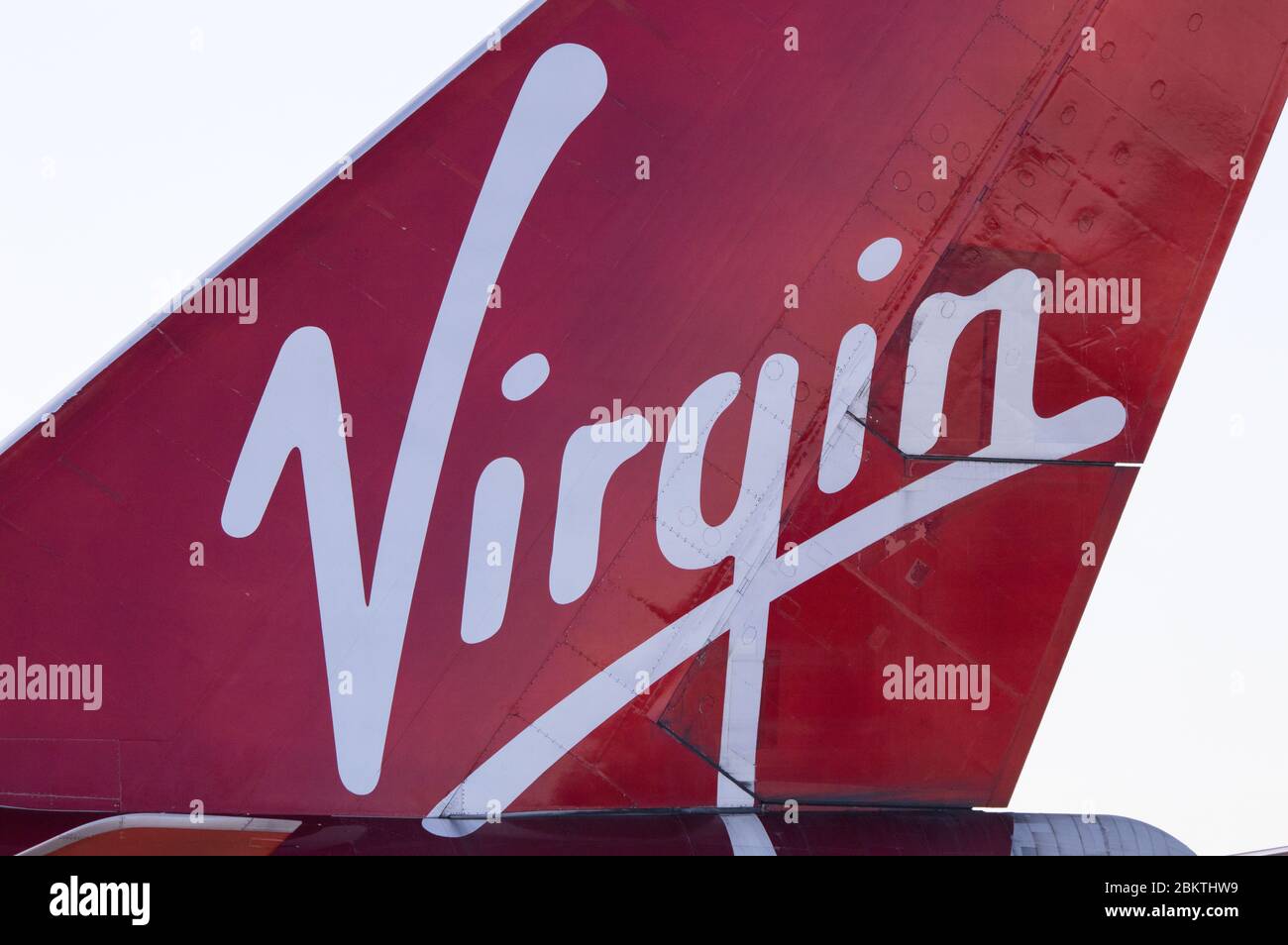 Glasgow, UK. 5th May, 2020. Pictured: Virgin Atlantic (Ruby Tuesday) Boeing 747-400 jumbo jet is grounded indefinitely at Glasgow Airport during the Coronavirus (COVID19) extended lockdown. Virgin Atlantic announced they will also keep their operations closed at Gatwick which will have massive knock on effects for other airlines and the south of England. Credit: Colin Fisher/Alamy Live News Stock Photo