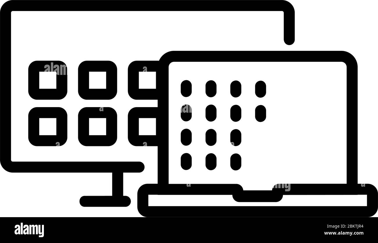 communication tv and laptop icon vector outline illustration Stock ...