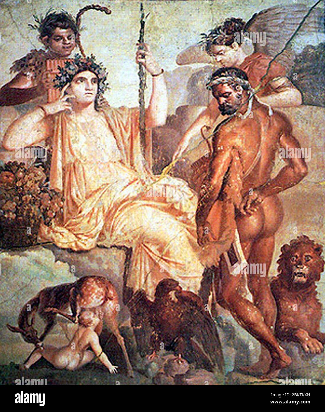 Hércules e Télefo - afresco romano - Herculano. Stock Photo
