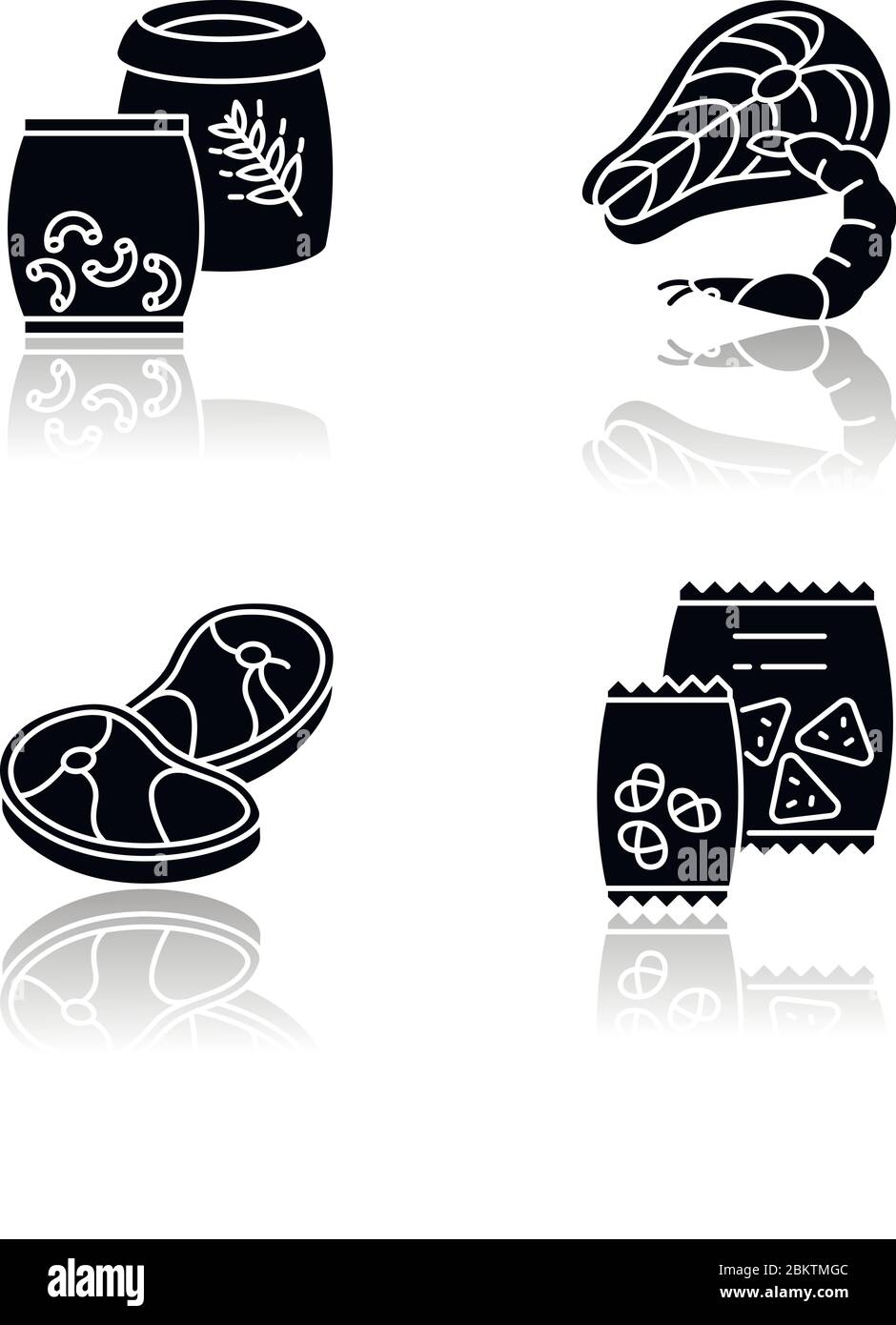 Food store categories drop shadow black glyph icons set Stock Vector ...