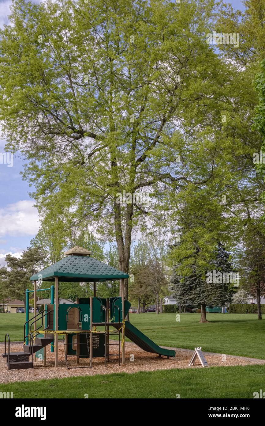 Public park Spring blooms and seasonal changes Oregon. Stock Photo