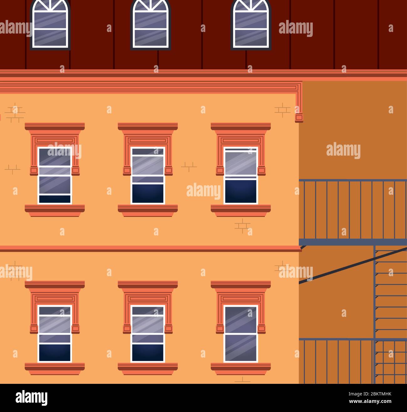 Windows outside orange building vector design Stock Vector Image & Art ...