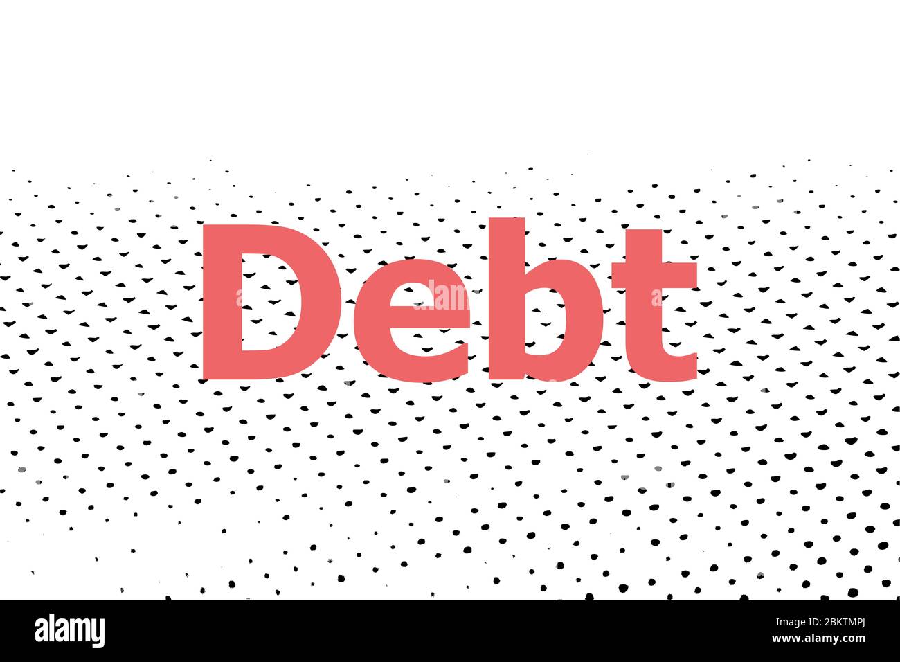 Text Debt. Finance concept . Halftone dots. Black dots on white ...