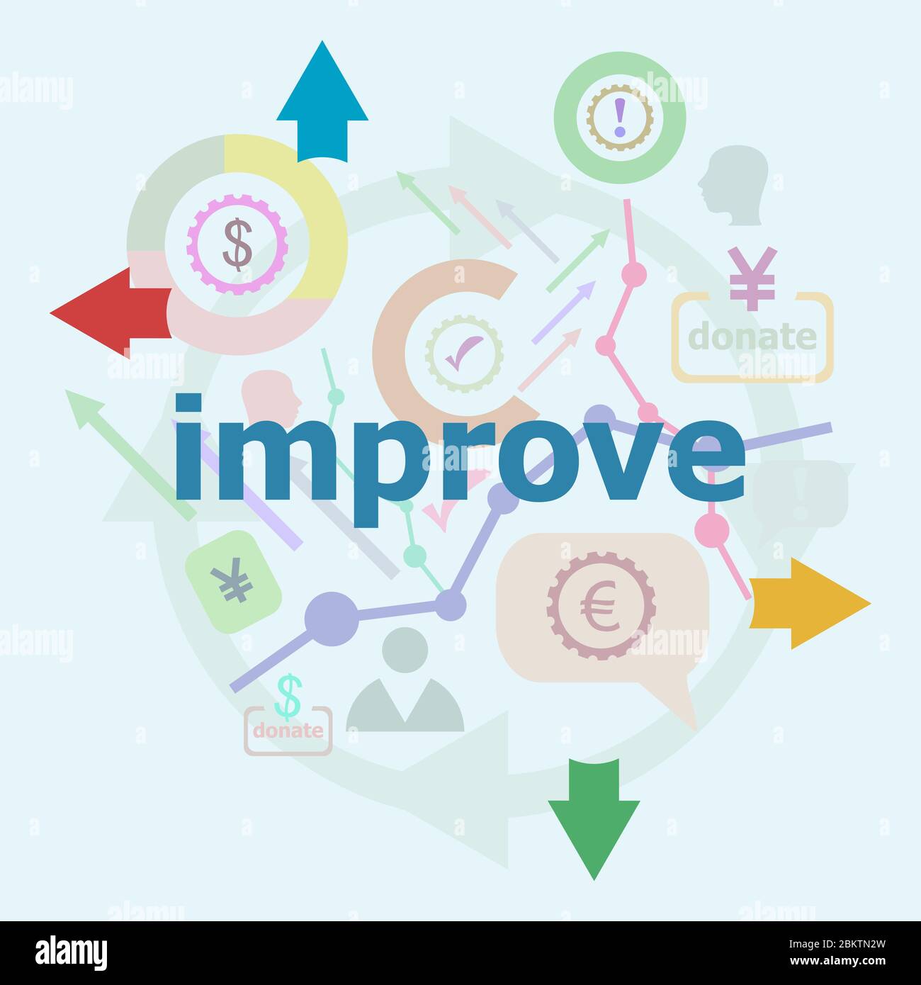 Text improve. Business concept. Set of line icons and word typography on background Stock Photo