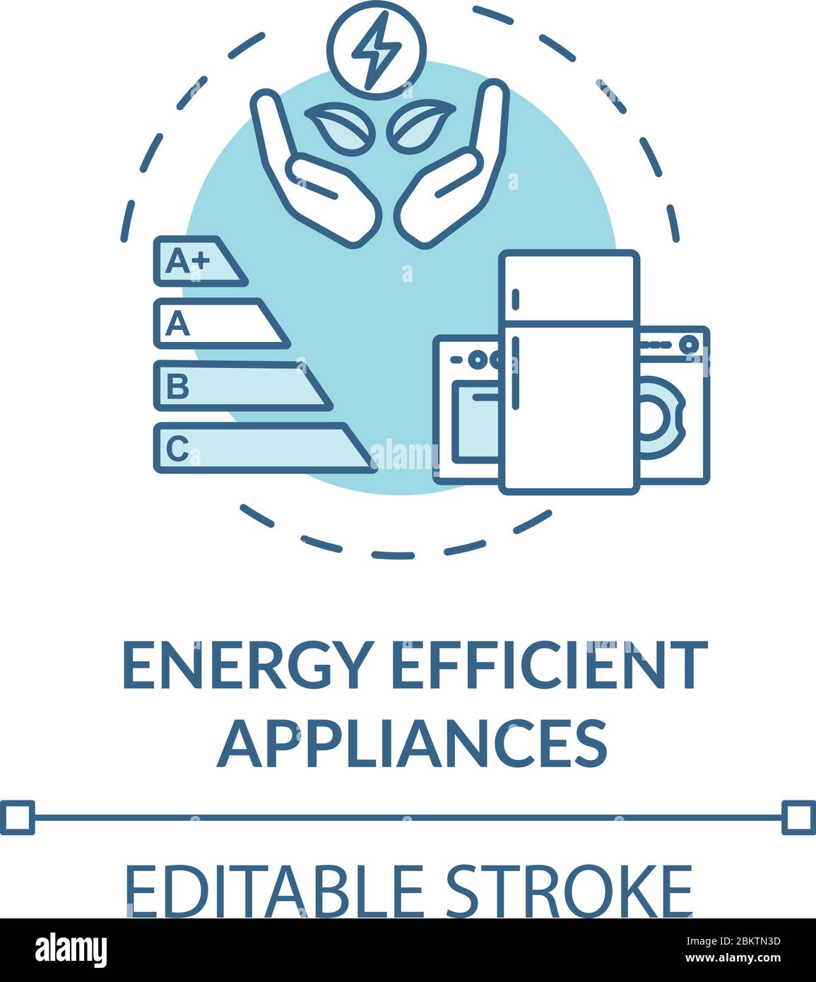 Energy efficient appliance turquoise concept icon Stock Vector