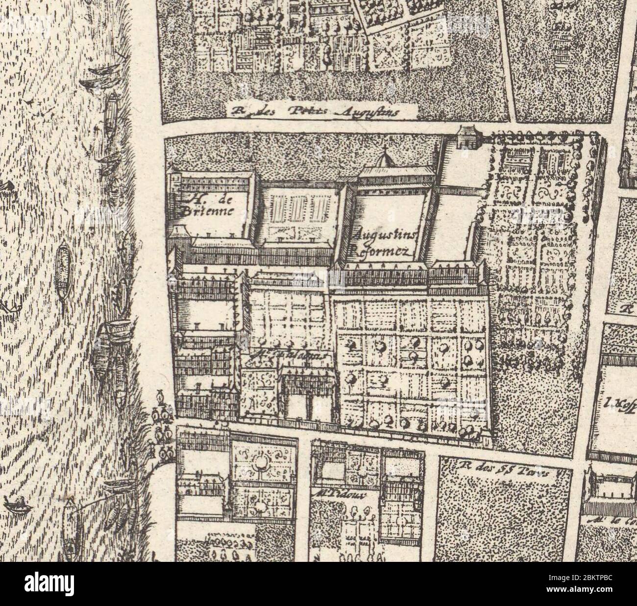 Hôtel de Brienne on th Quai Malaquais in Paris, Gomboust map of Paris – David Rumsey. Stock Photo