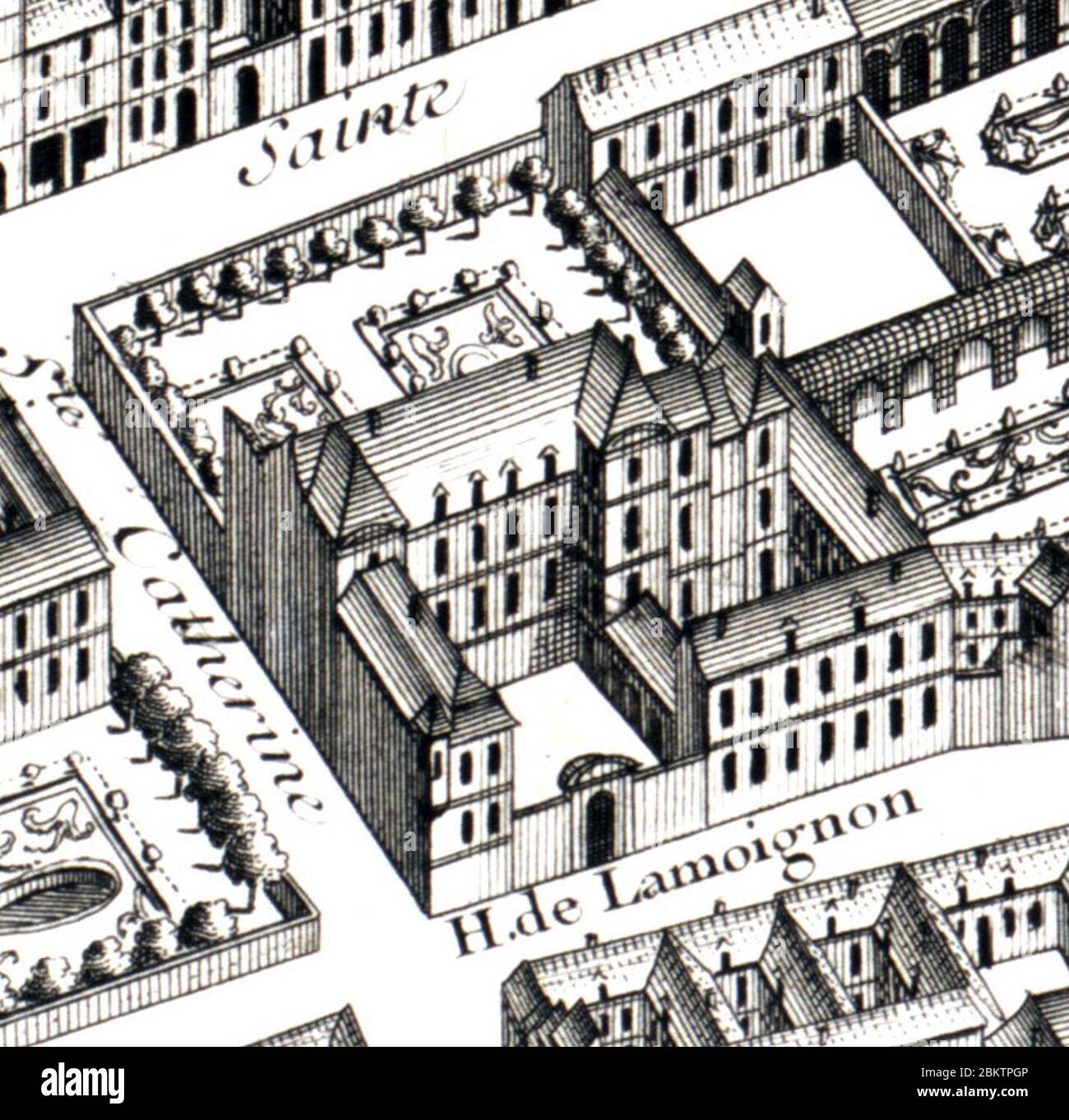 Hôtel de Lamoignon on the Turgot Map of Paris – Leventhal Map Center. Stock Photo