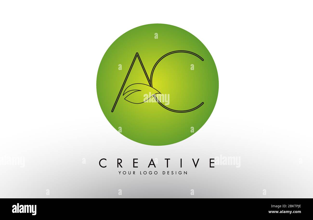 Leaf Letters AC A C and Creative Swoosh and Green Circle Logo Design ...