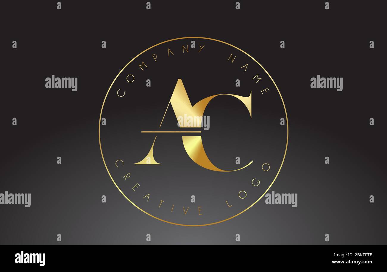 Golden Letters AC A C Logo with a minimalist design. Simple AC Icon ...