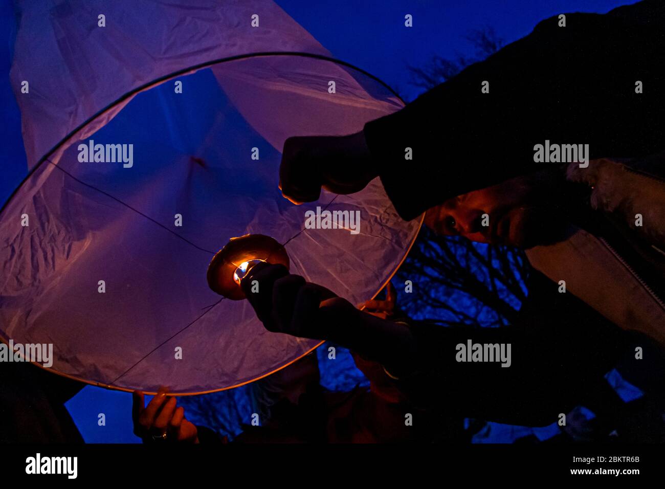Sky Lantern in Brandenburg an der Havel, Germany Stock Photo