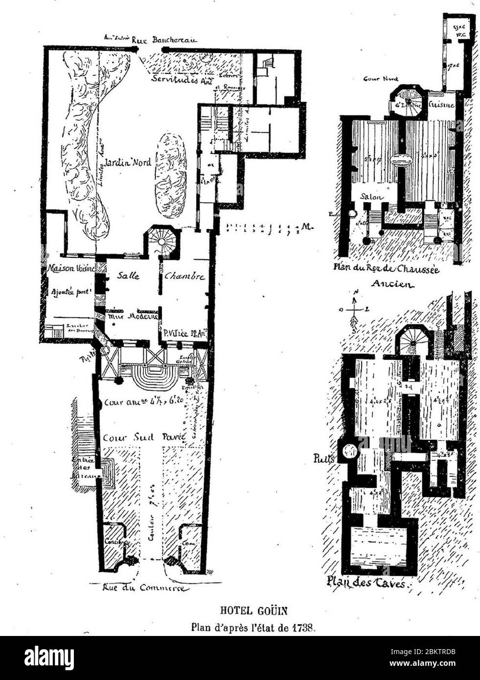 Hôtel Goüin, plan d'après l'état de 1738. Stock Photo