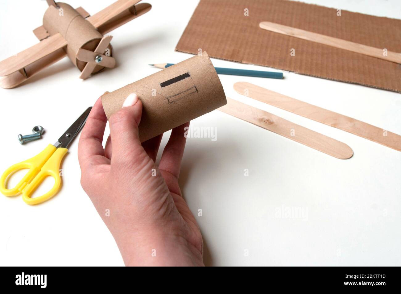 How to make airplane. Hand made toy,zero waste from toilet paper roll