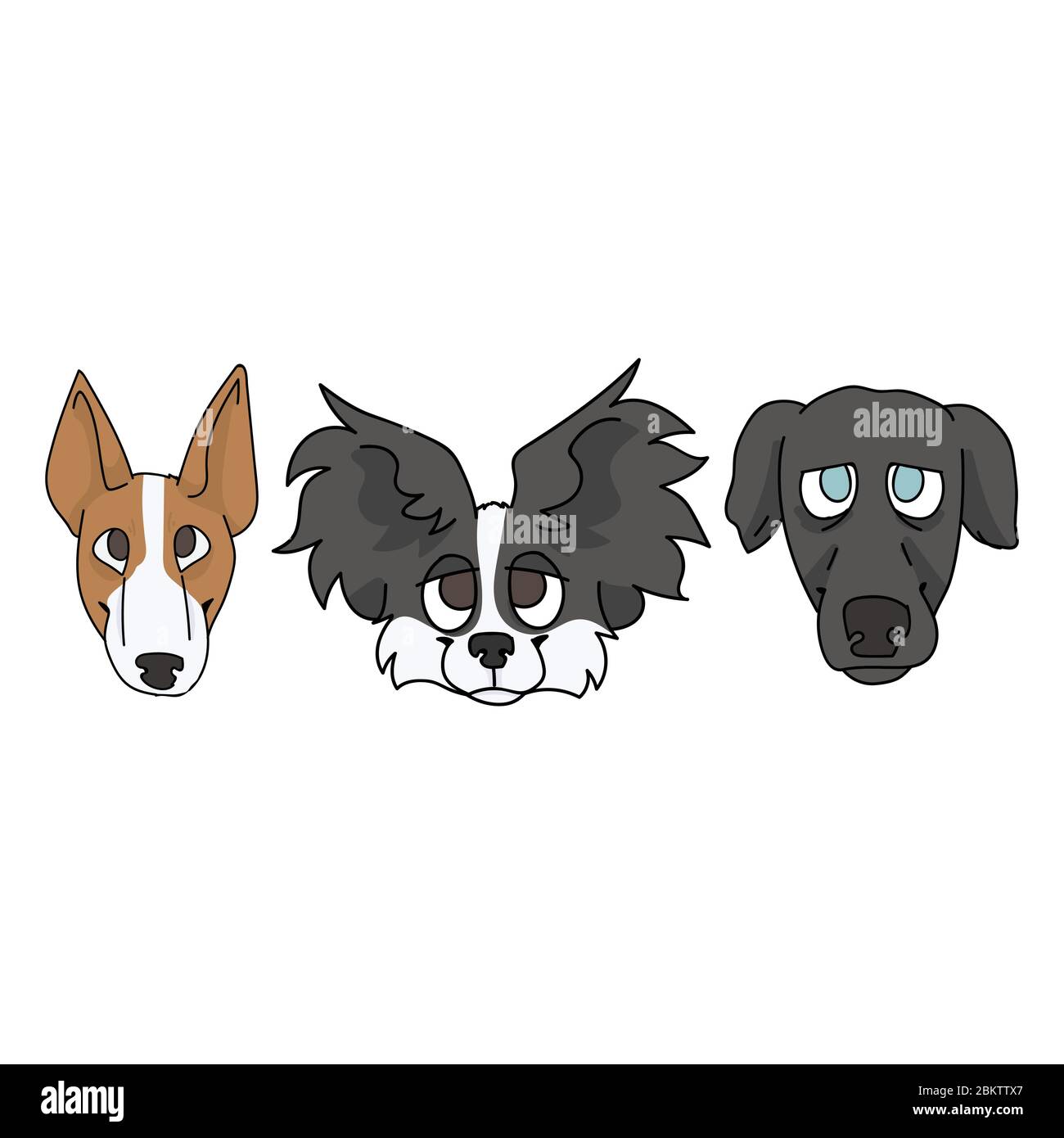 Cute Cartoon Puppy Faces Breed Set Vector Clipart Pedigree Kennel Doggie Breed For Dog Lovers Purebred Hunting Dog Australian Shepherd Cocker Stock Vector Image Art Alamy