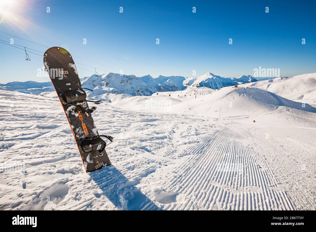 Snowboard at Orcières Ski resort near Gap, France Stock Photo - Alamy