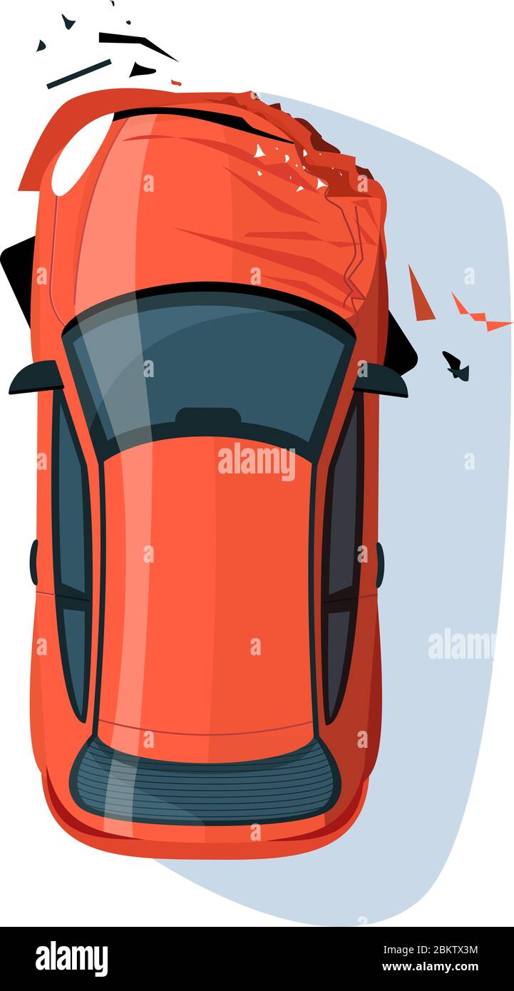 Crashed auto bumper semi flat RGB color vector illustration Stock Vector