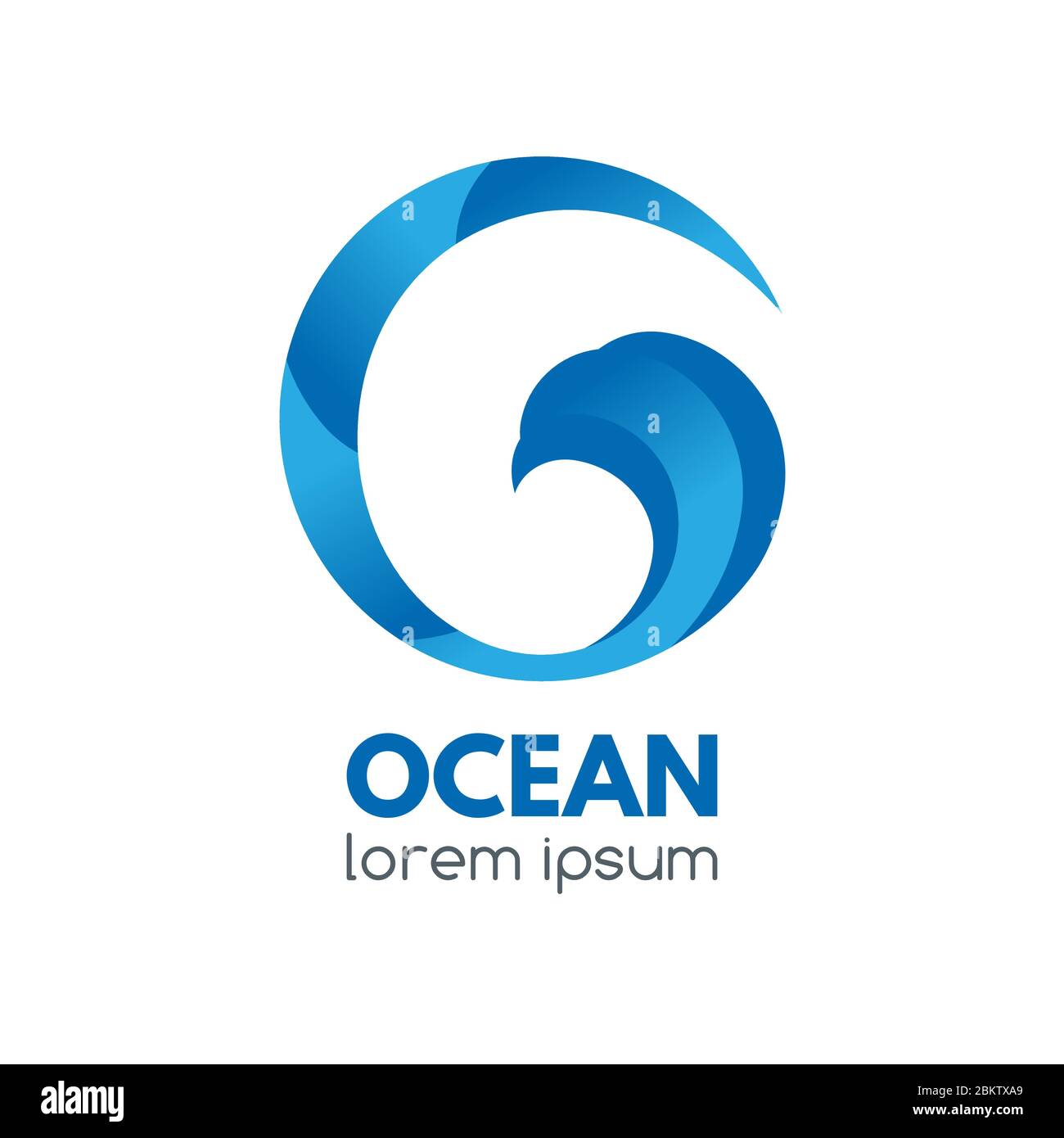 Logo badge with ocean wave in a circular shape. Stock Vector