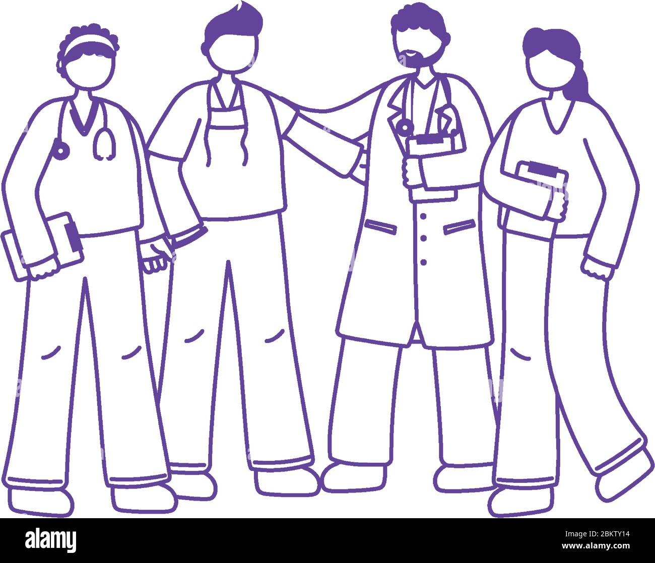 Thanks Doctors Nurses Team Group Physicians And Nurses Characters Vector Illustration Stock