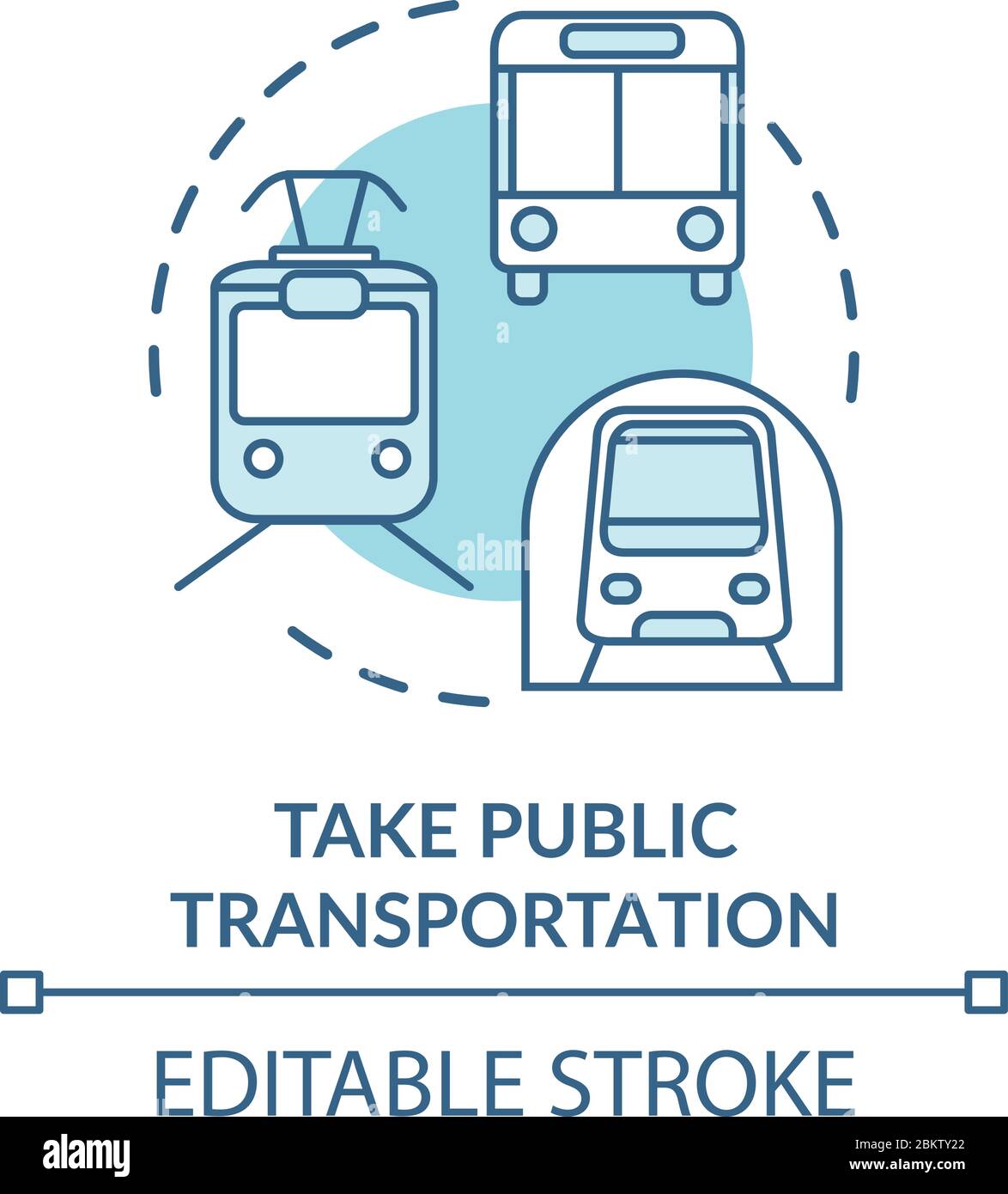 Take public transportation turquoise concept icon Stock Vector