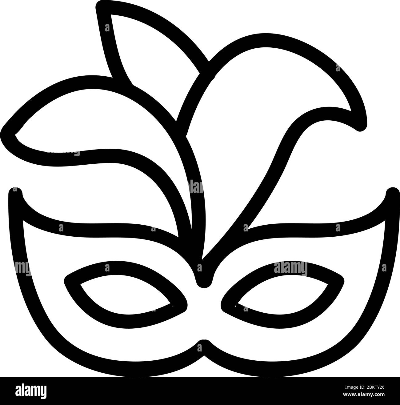 carnival mask with feathers icon vector outline illustration Stock Vector