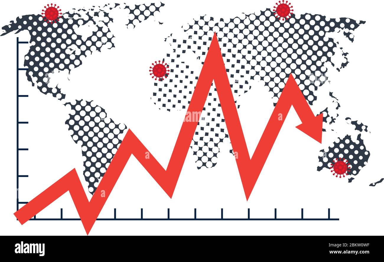 earth map with covid19 particles and statistics arrow Stock Vector ...