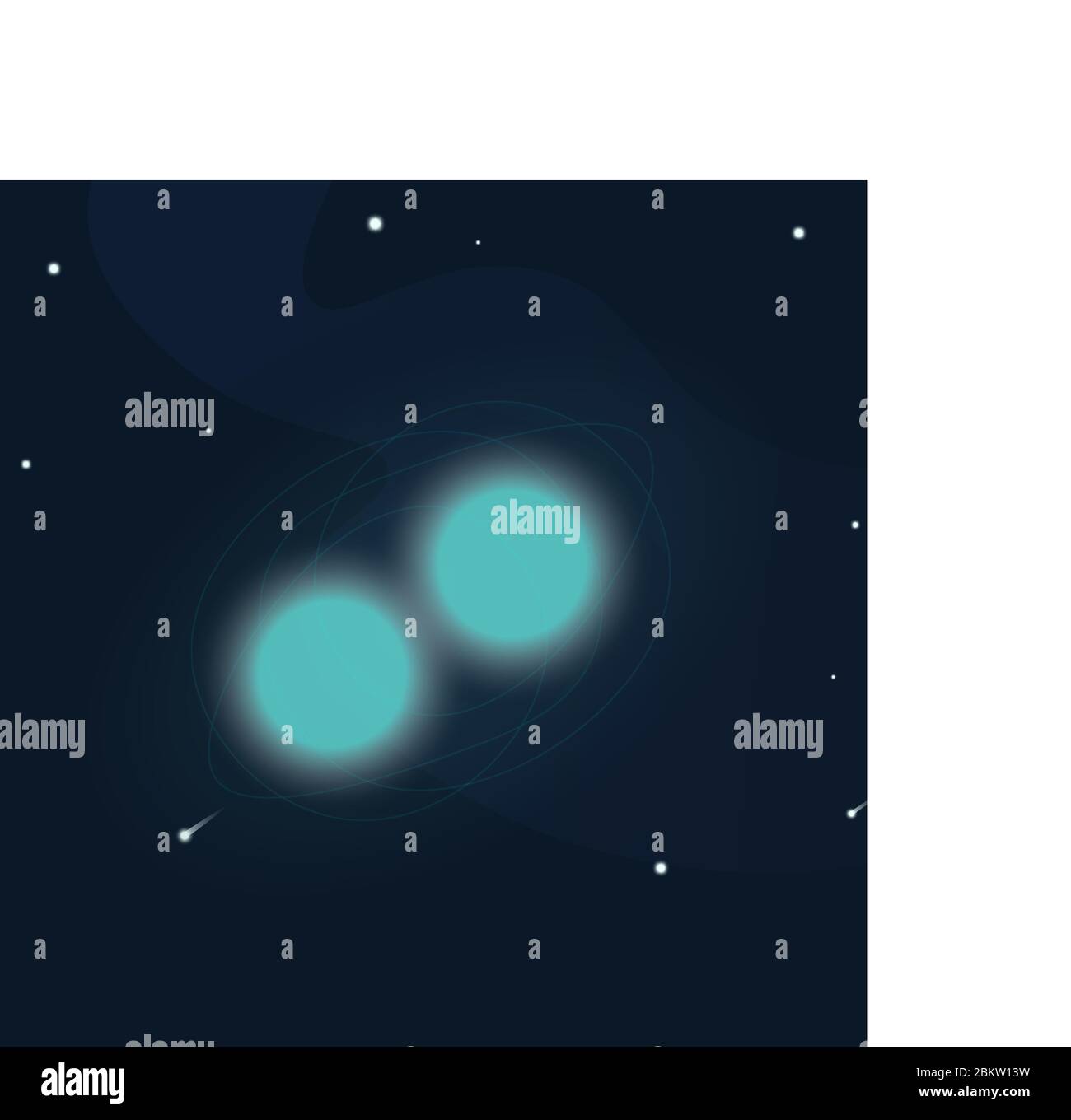 A double star revolving around itself. Stock Vector