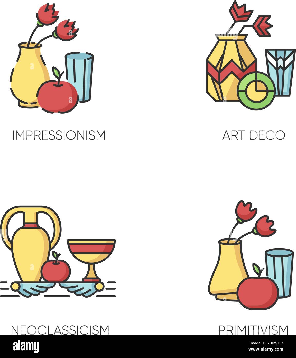 Art movements RGB color icons set Stock Vector Image & Art Alamy