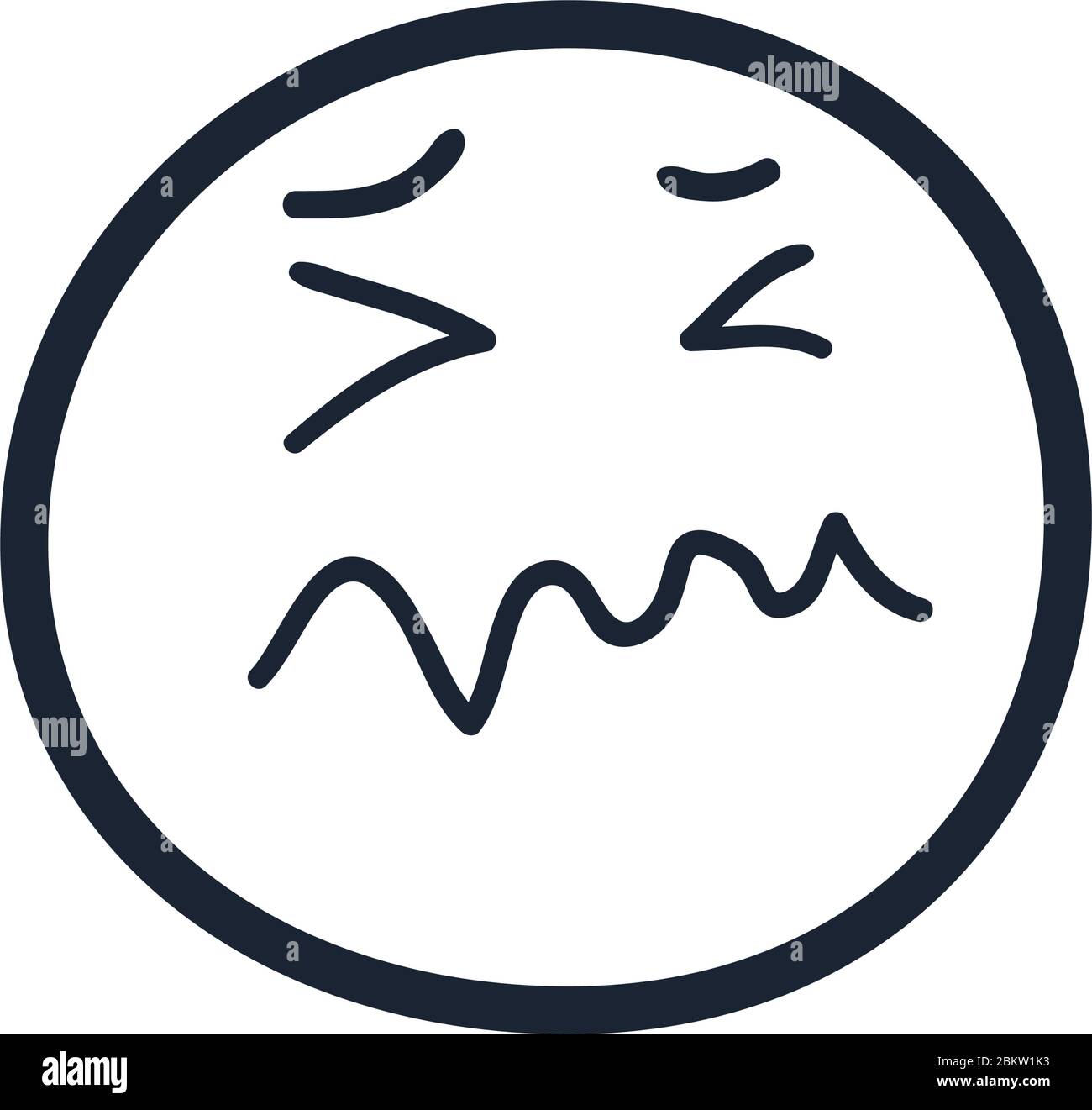stressed emoji face line style icon design, Cartoon expression emoticon and  social media theme Vector illustration Stock Vector Image & Art - Alamy