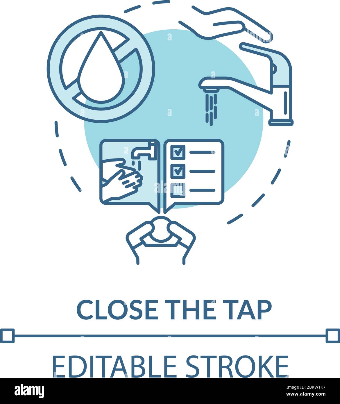 Close tap turquoise concept icon Stock Vector