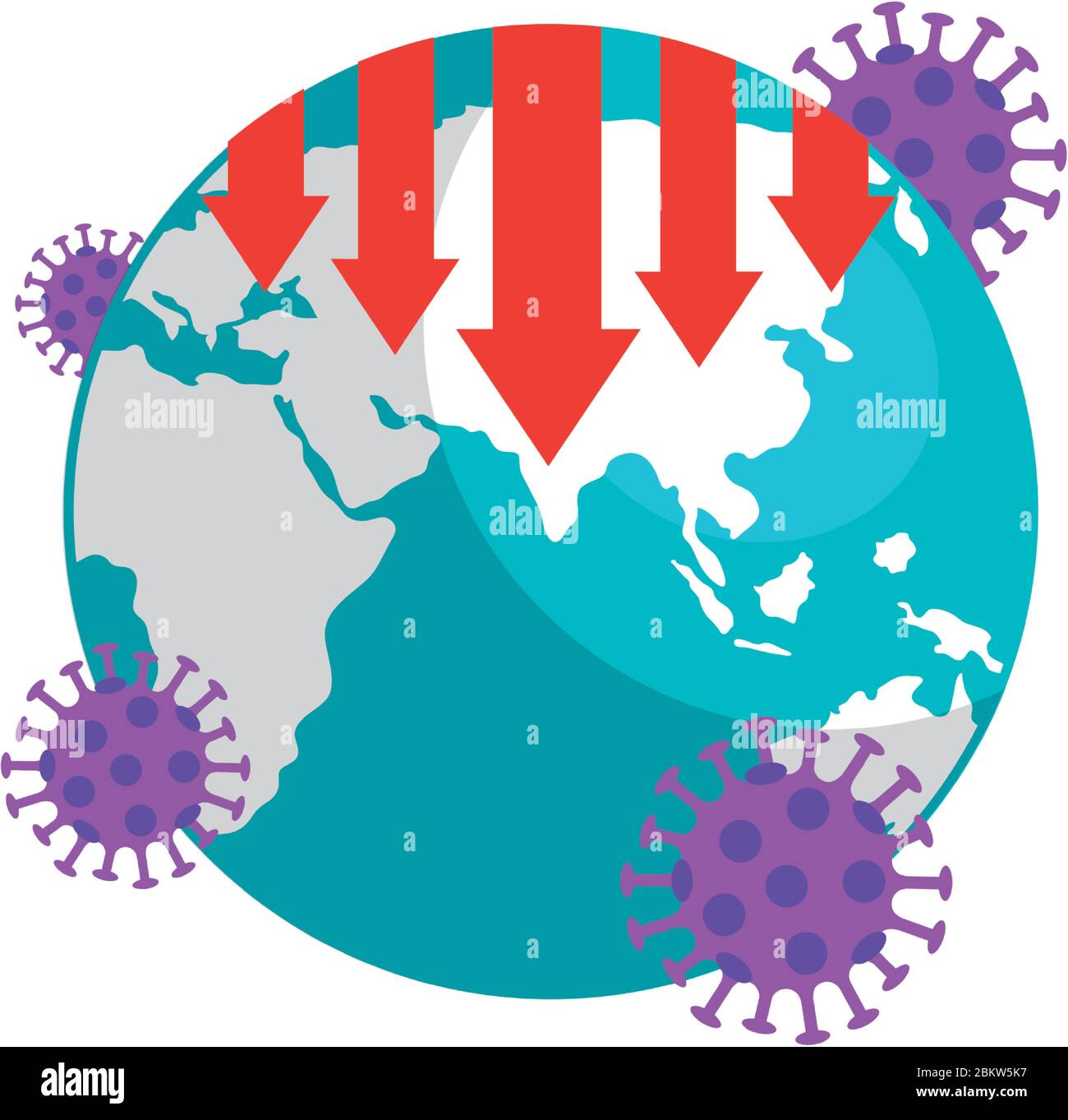 planet earth with covid19 particles and statistics arrows Stock Vector ...