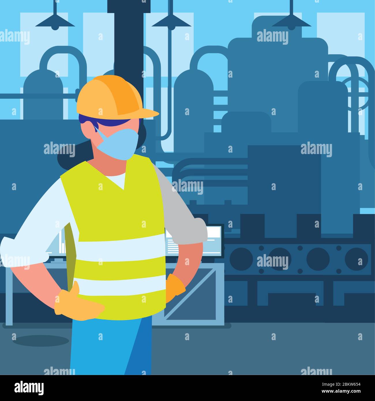 industrial worker man working with face mask vector illustration design ...