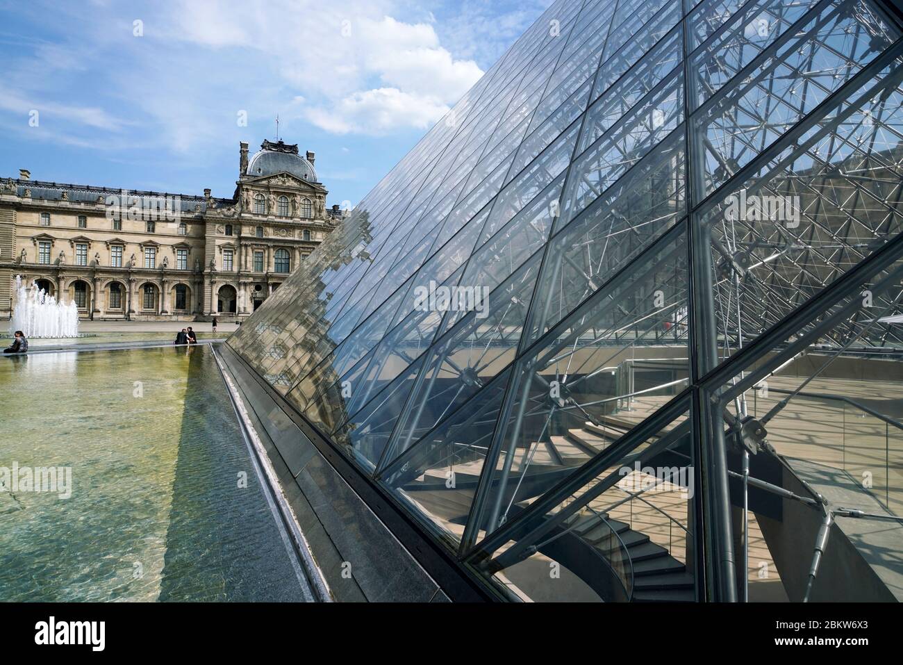 Napoleon Courtyard with I.M.Pei designed glass Pyramid in Louvre Palace museum.Paris.France Stock Photo