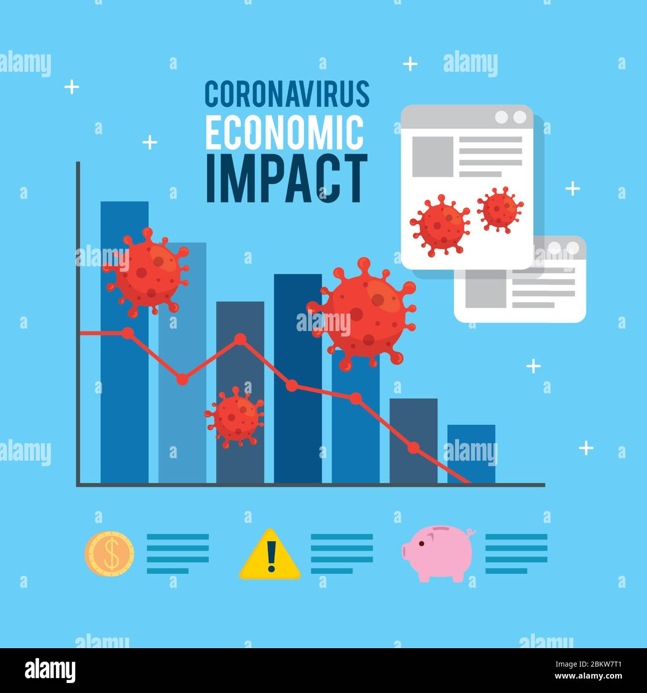 infographic of economic impact by covid 2019 Stock Vector