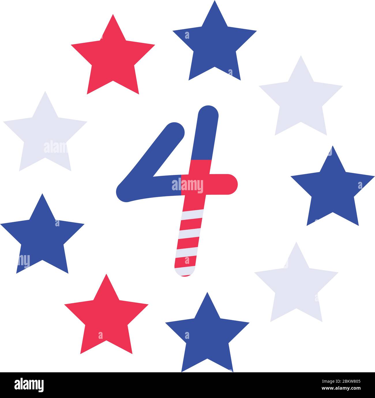usa number four with stars flag flat style icon design, United states ...
