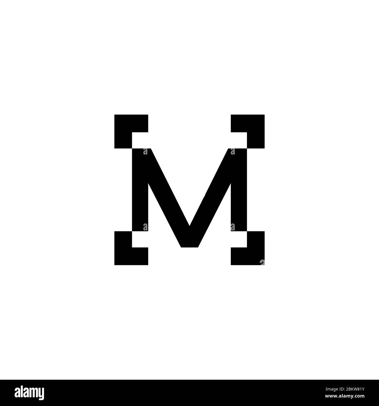 Initial letter M graphic logo template, square design concept, isolated