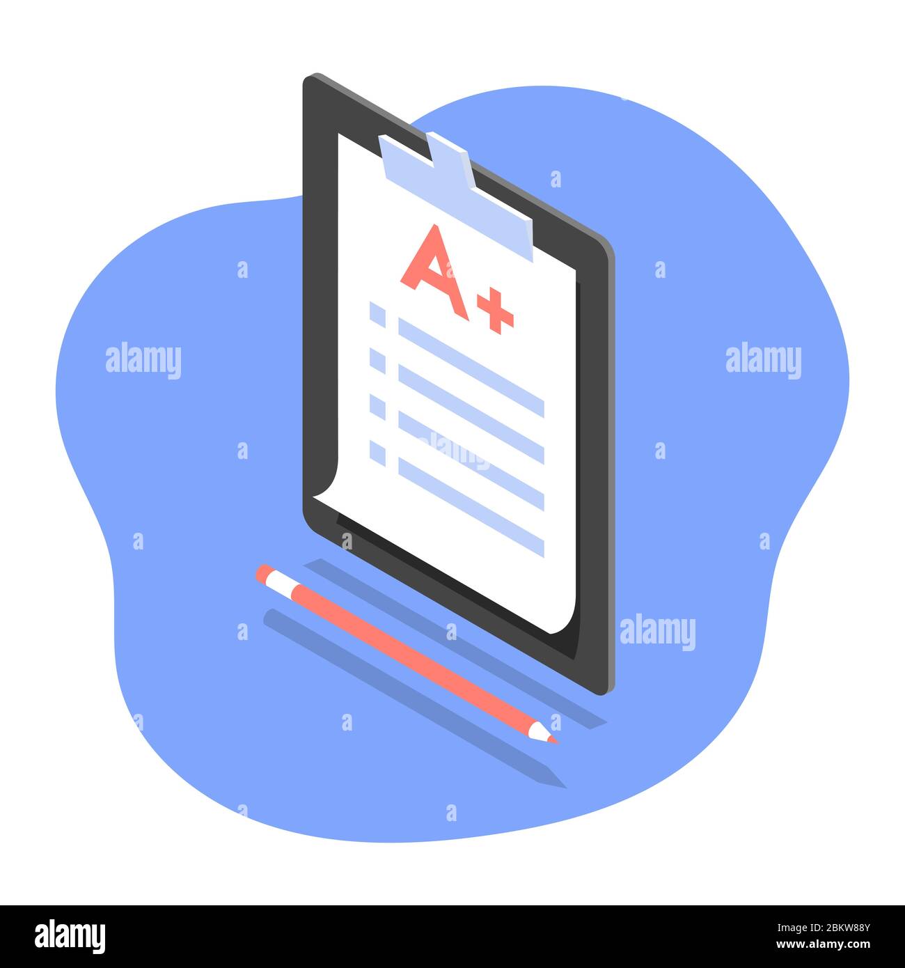 Exam and tests isometric illustration Stock Vector