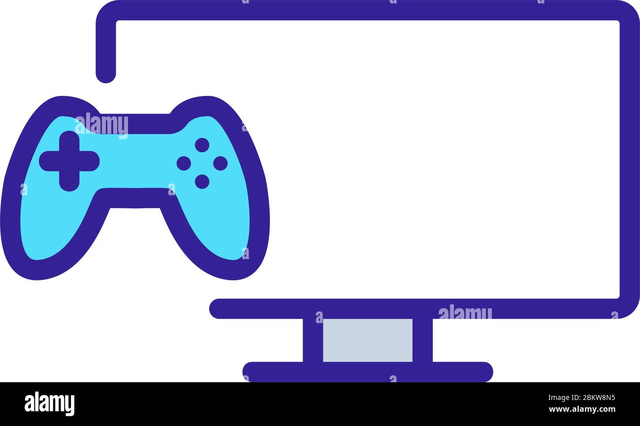 game console on tv icon vector outline illustration Stock Vector Image ...