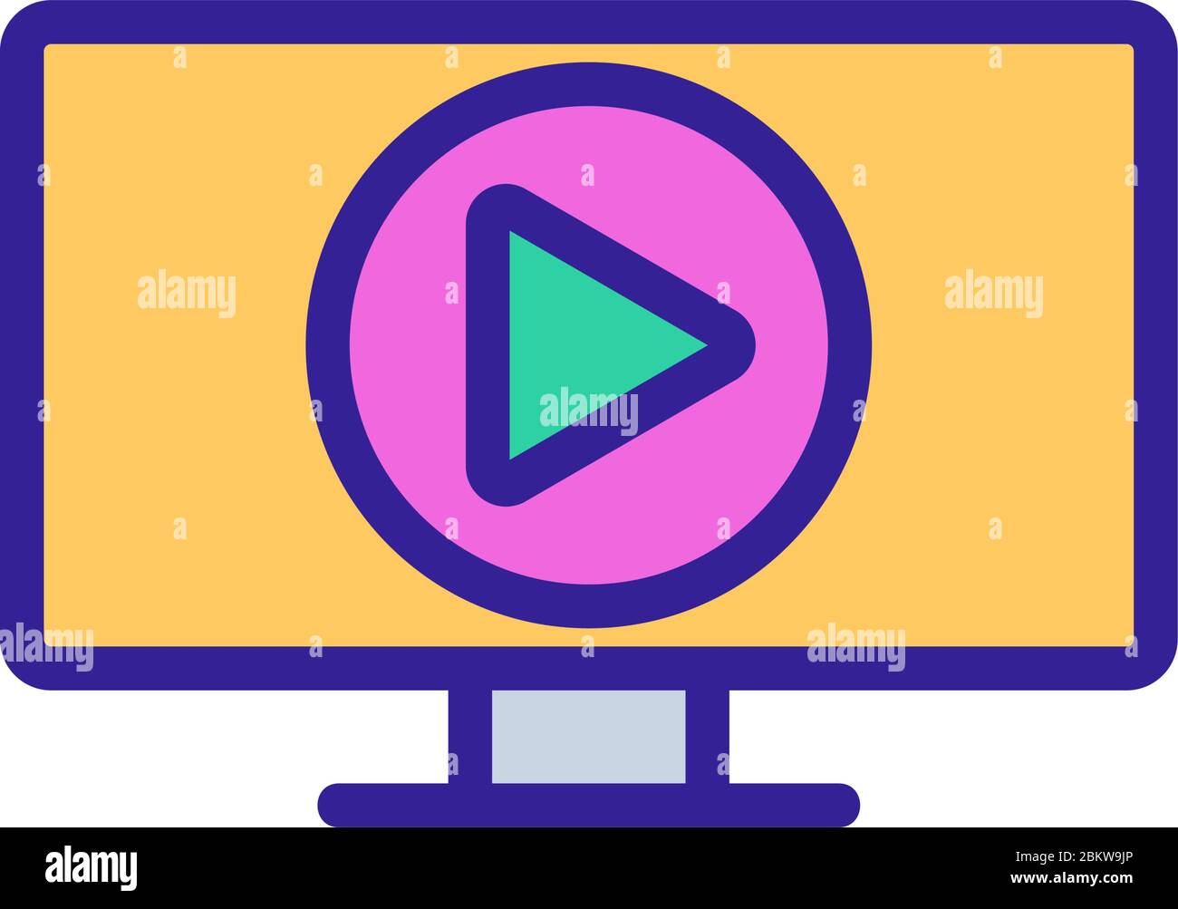 Watching Youtube On Tv Icon Vector Outline Illustration Stock Vector Image Art Alamy