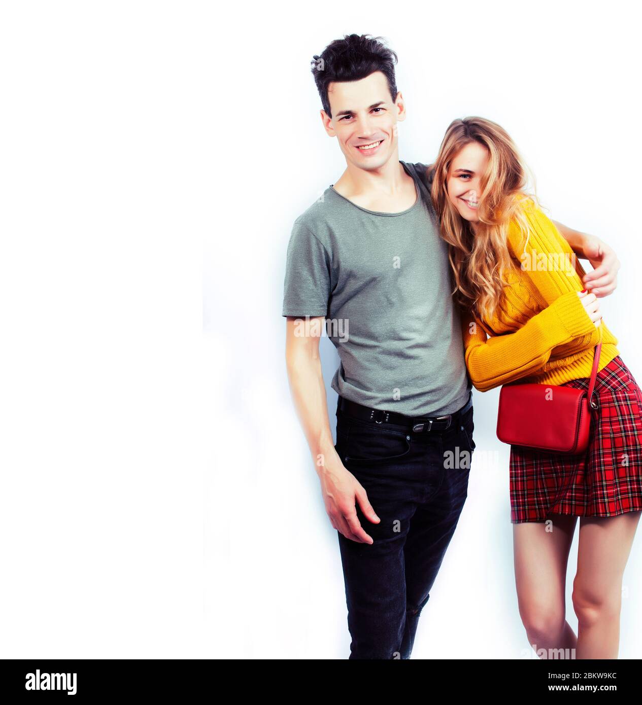 young attractive couple together having fun happy smiling isolated on ...