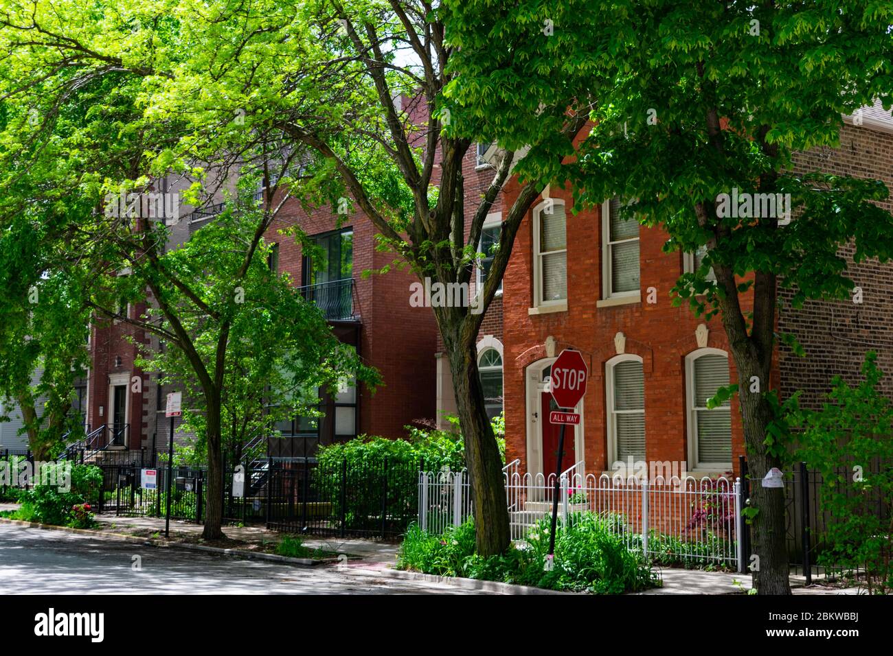 Row of Homes in the East Village Neighborhood of Chicago Stock Photo