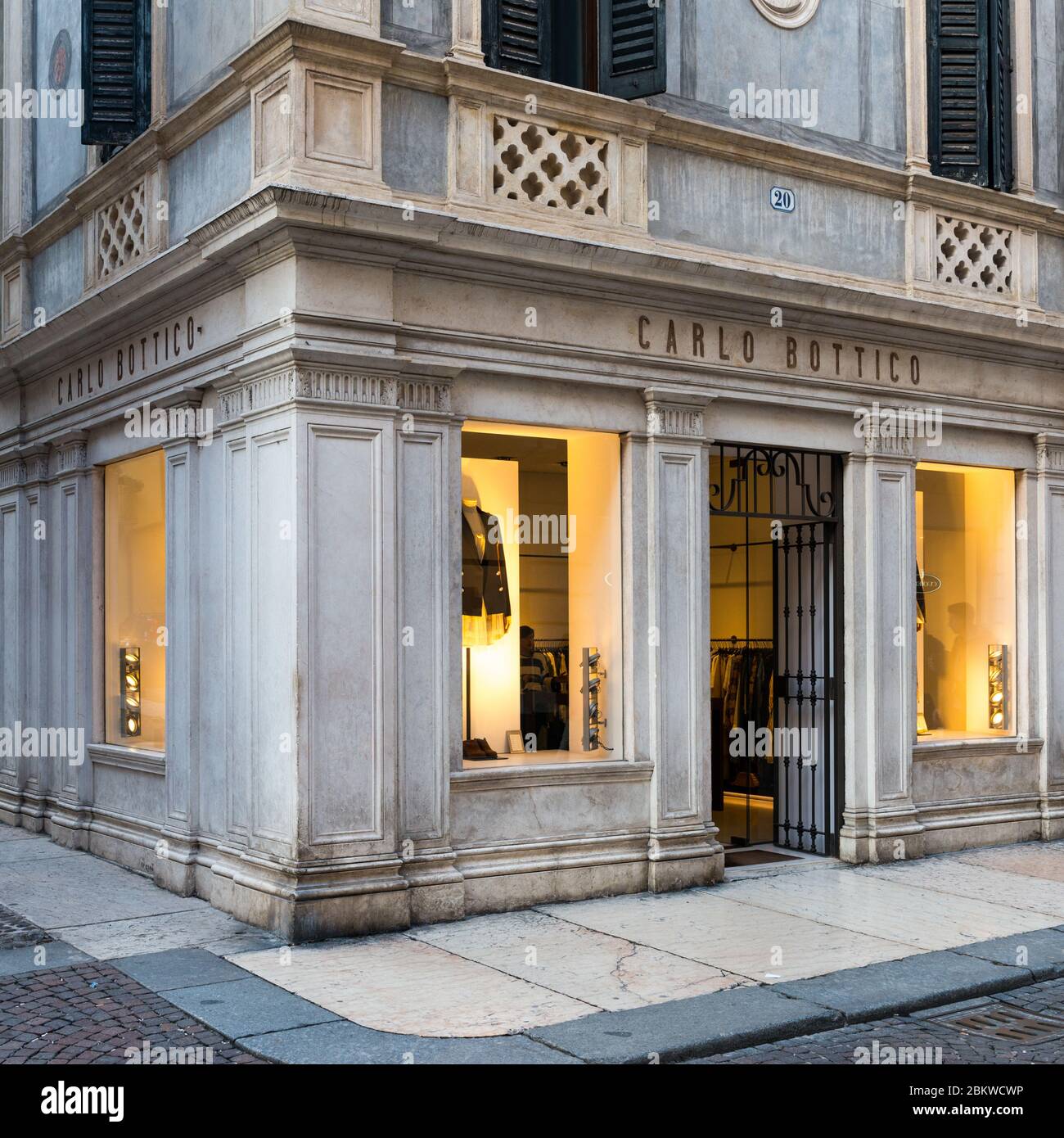 VERONA, ITALY - 14, MARCH, 2018: Vertical picture of beautiful architecture clothing store located in Verona, Italy Stock Photo