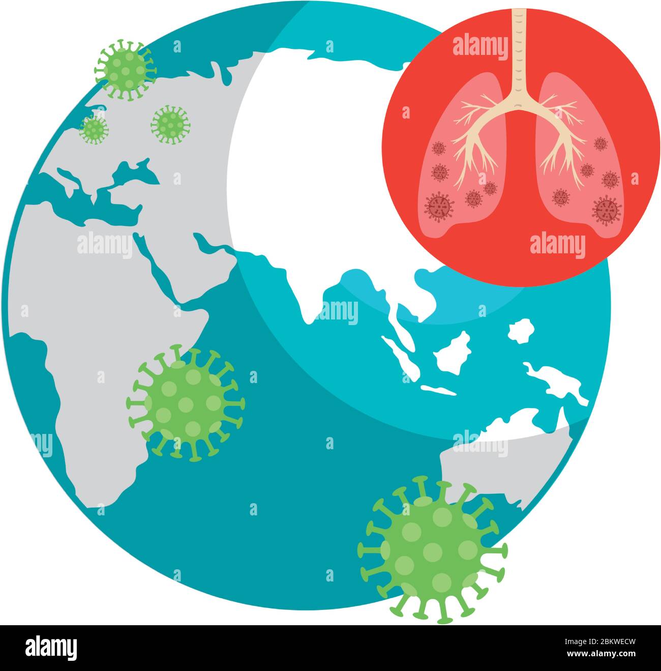 planet earth with covid19 particles and lungs Stock Vector Image & Art ...