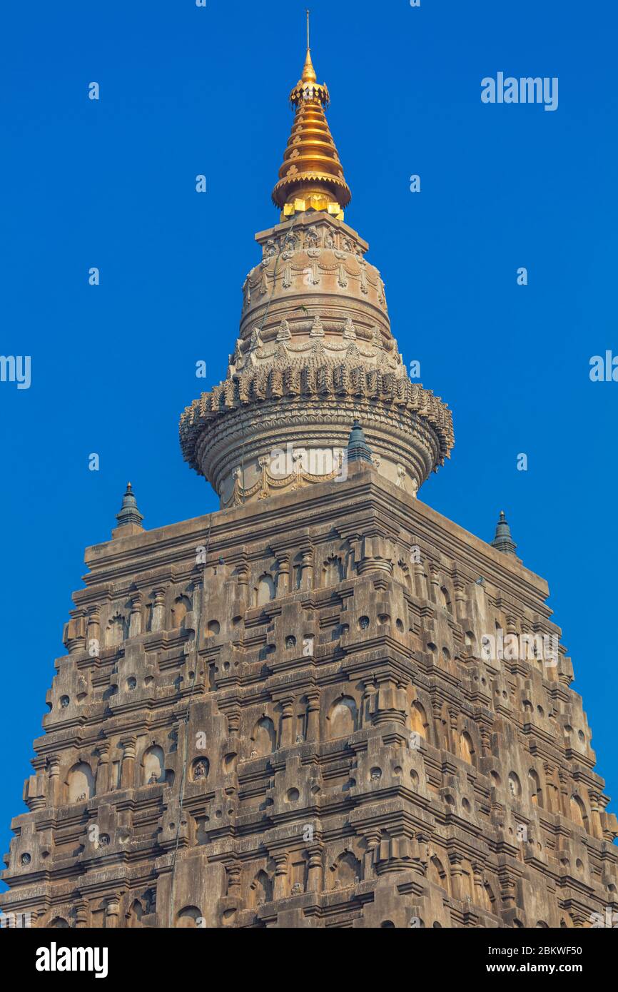 Mahabodhi Temple, Bodh Gaya, Bihar, India Stock Photo