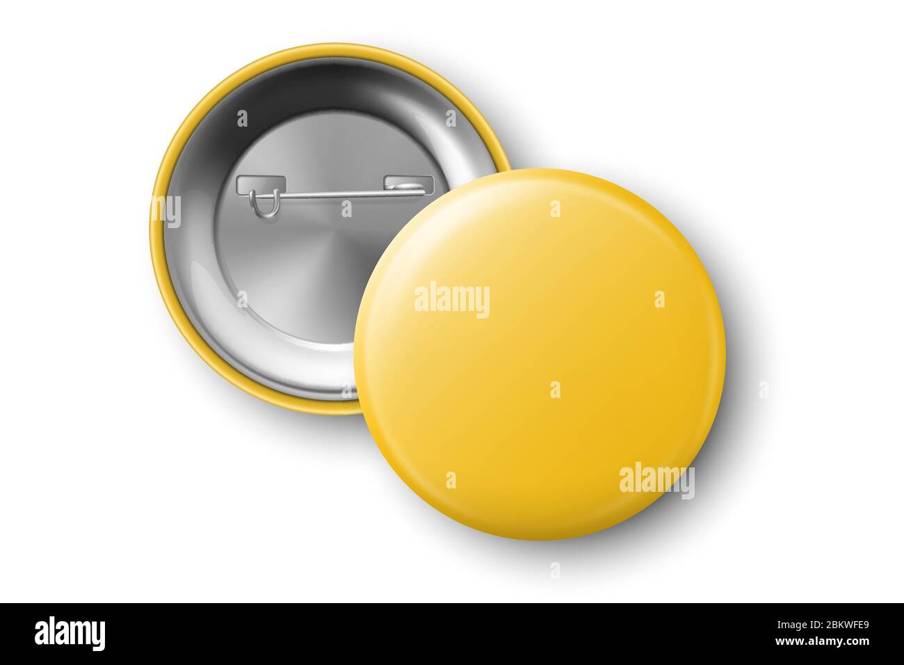 Vector 3d Realistic Yellow Metal, Plastic Blank Button Badge Icon Set ...