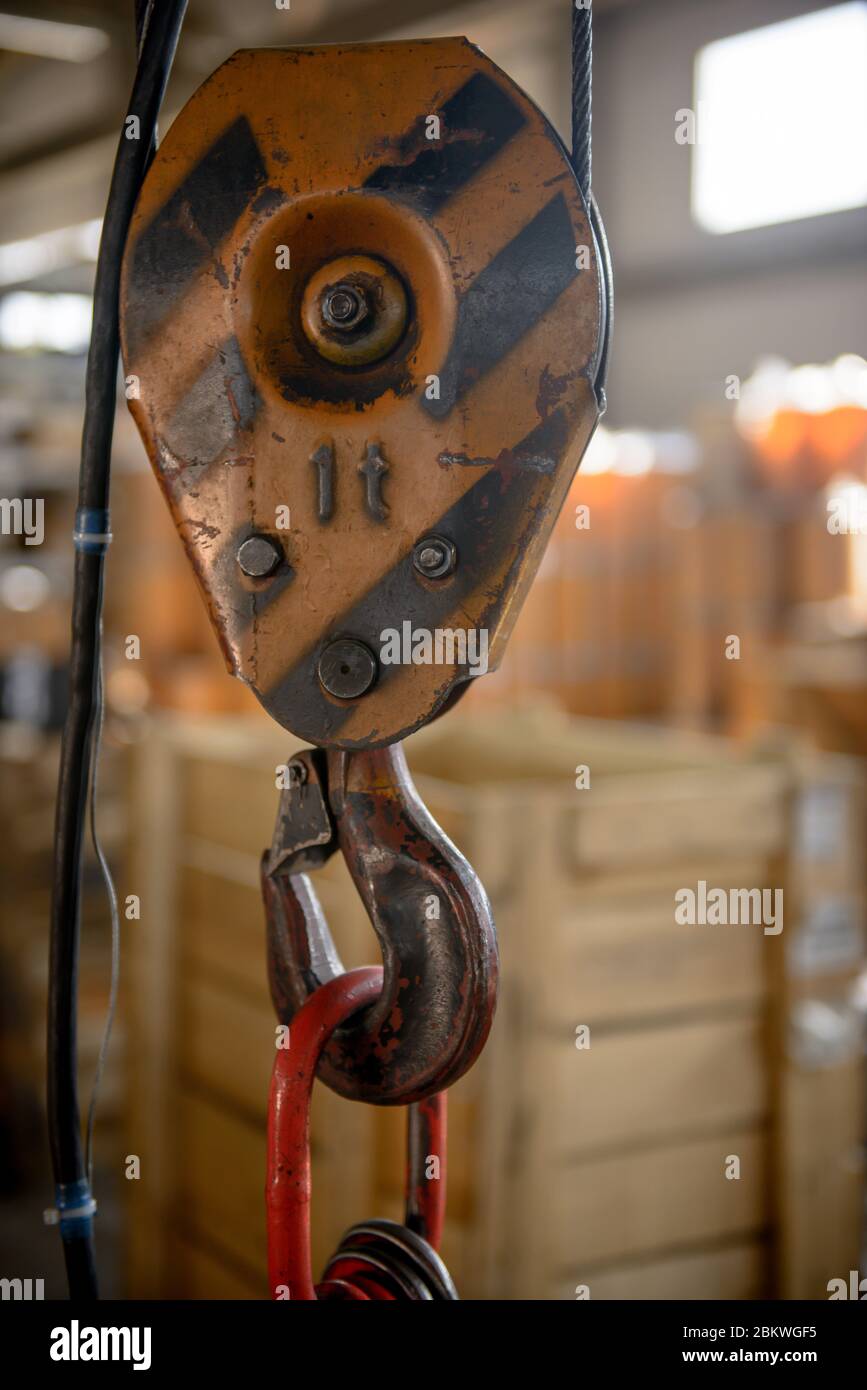 Steel hook and chain. heavy duty hoist hook. Chain Hoist. Industrial