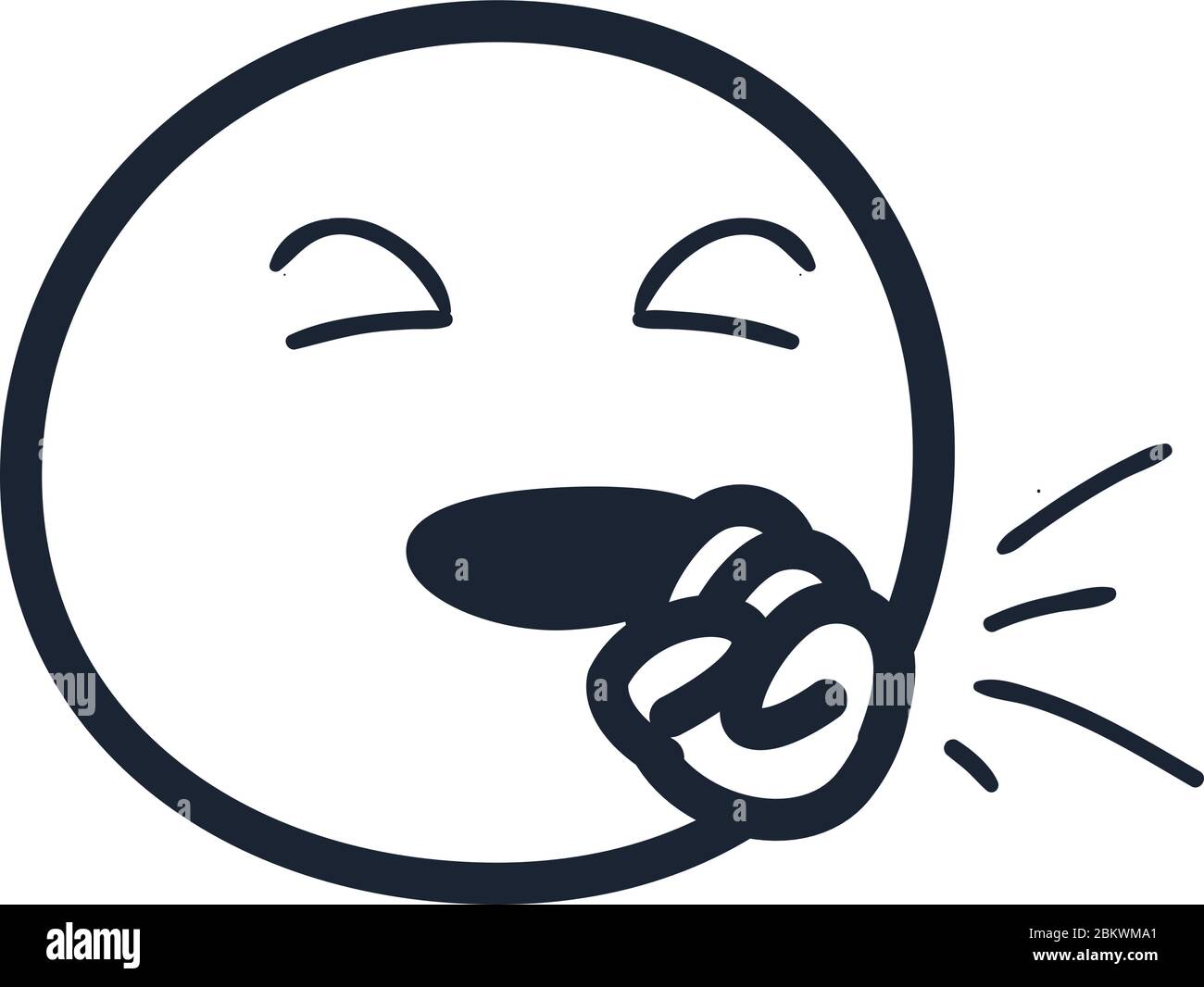 Emoji with dry cough line style icon design, Cartoon expression emoticon and social media theme
