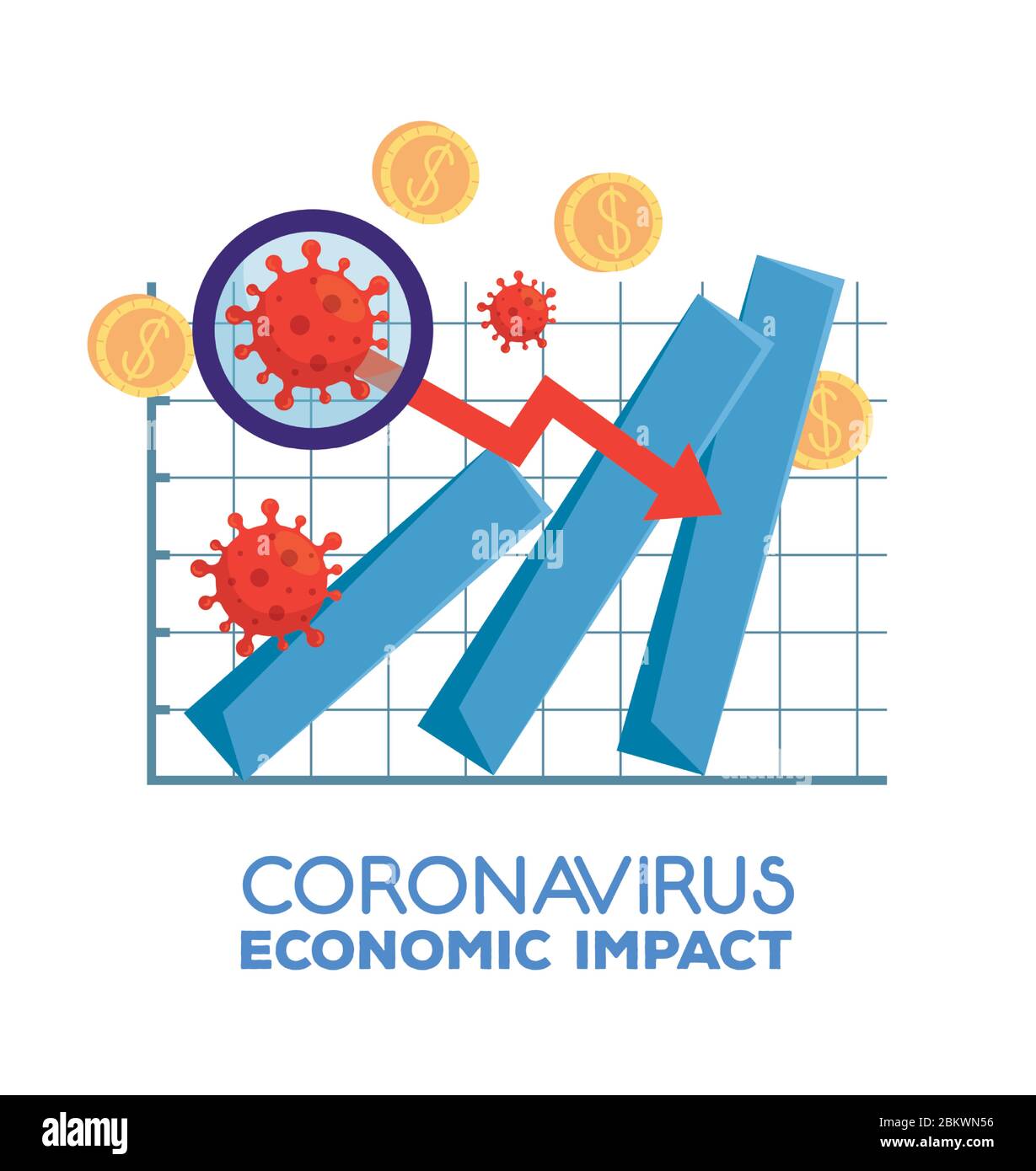 infographic of economic impact by covid 2019 Stock Vector