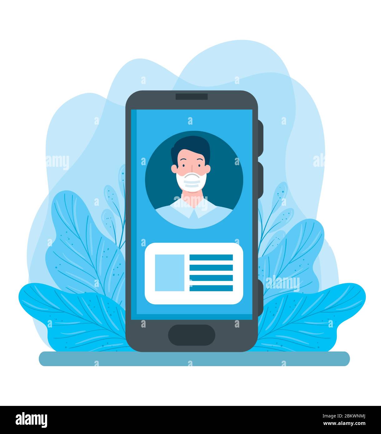 man using face mask in smartphone Stock Vector