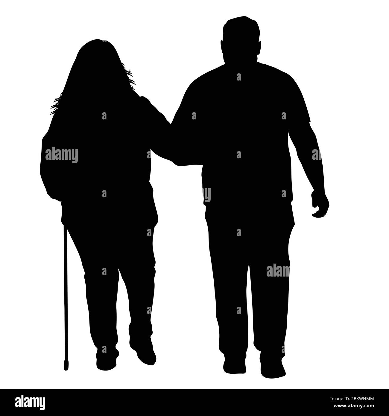 Senior couple silhouette on a white background, vector illustration Stock Vector