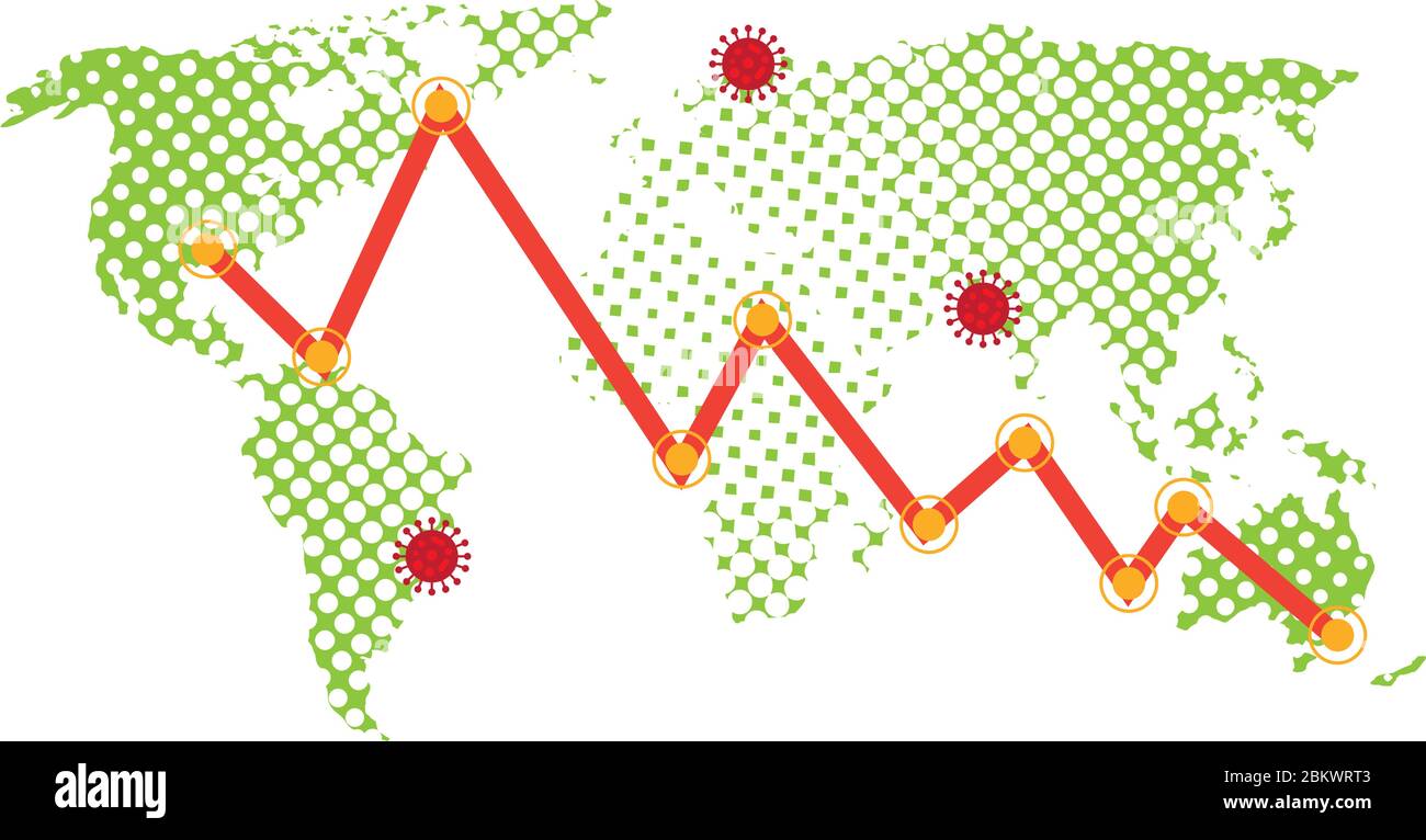 earth map with covid19 particles and statistics arrow Stock Vector ...